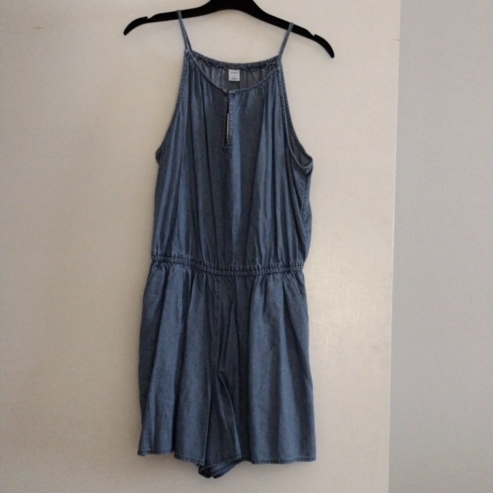 Old Navy denim keyhole romper